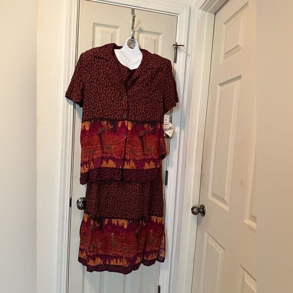 Sag harbor, two piece tank dress red leopard animal, print-  size 14 - ONS - Picture 1 of 9